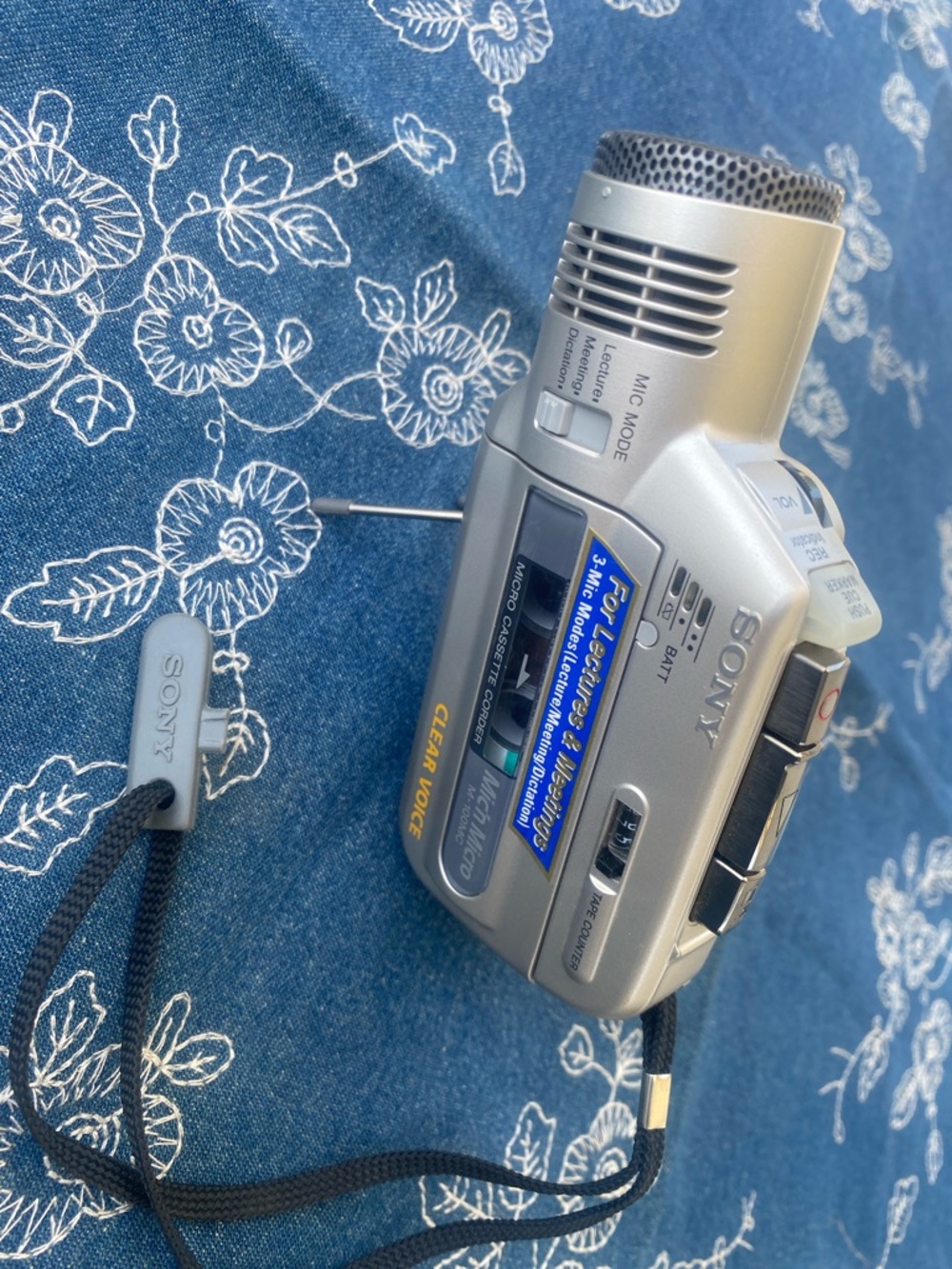 Sony Silver Handheld Digital Voice Recorder with Wrist Strap